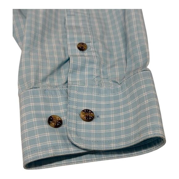 Ariat Shirt Men's 2XL Blue White Pro Series Plaid Button Down Long Sleeve - Picture 4 of 9